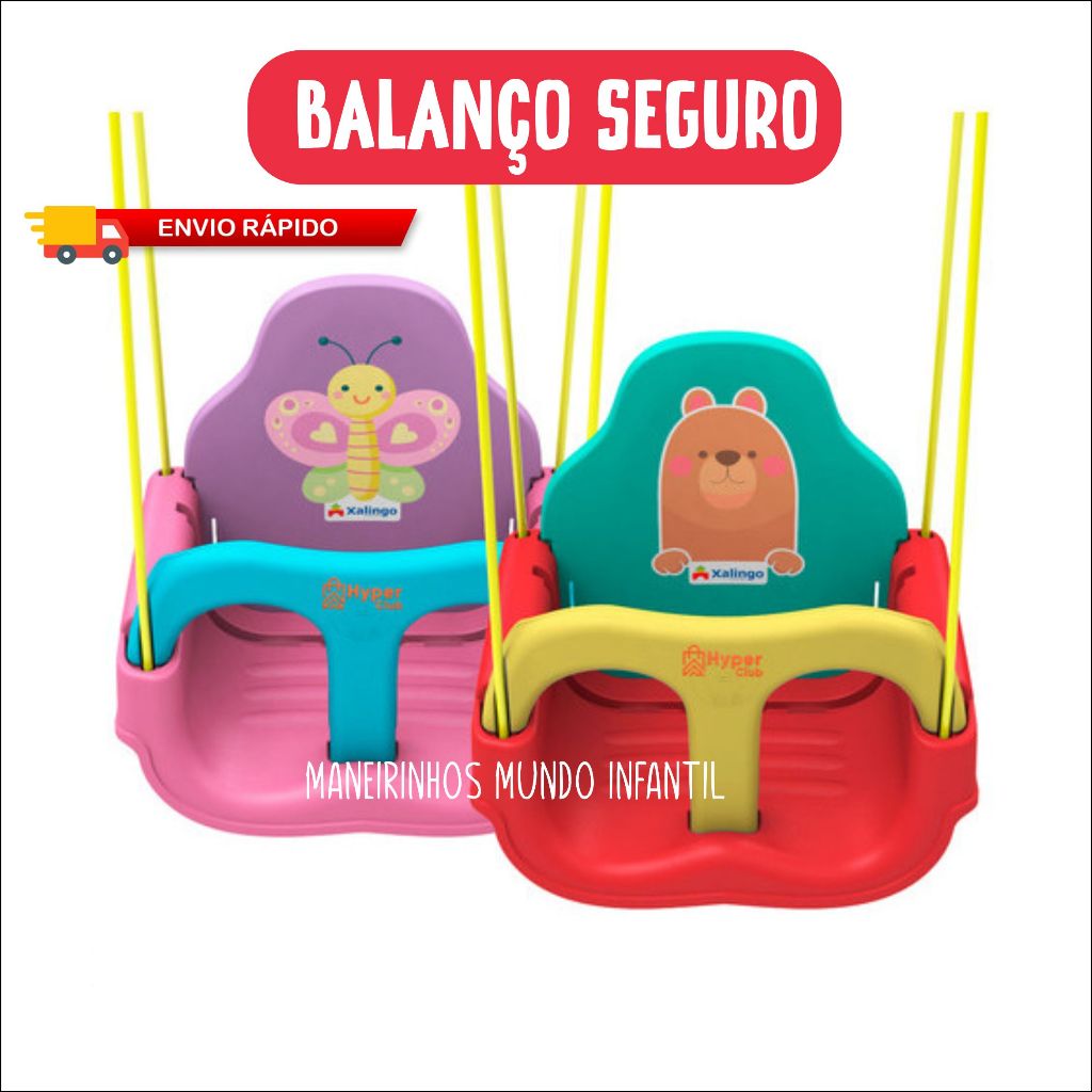 Balanço Infantil 3em1 Encosto Regulável Xalingo Modelos Ursinho Borboleta BEBÊ BORBOLETINHA - ROSA- AZUL