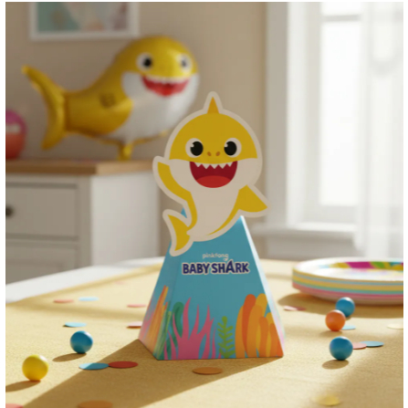 Caixa Cone com Aplique Lembrancinha Festa Baby Shark - 8 unidades - Cromus - Inspire sua Festa Loja