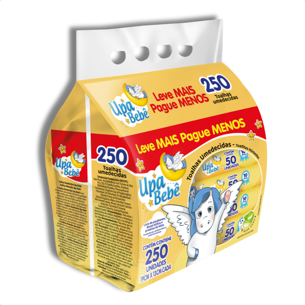 Lenço Umedecido Bebê To Umed Upa Kit 5x50 Unidades Total 250 Uso Diário em Oferta na Shopee