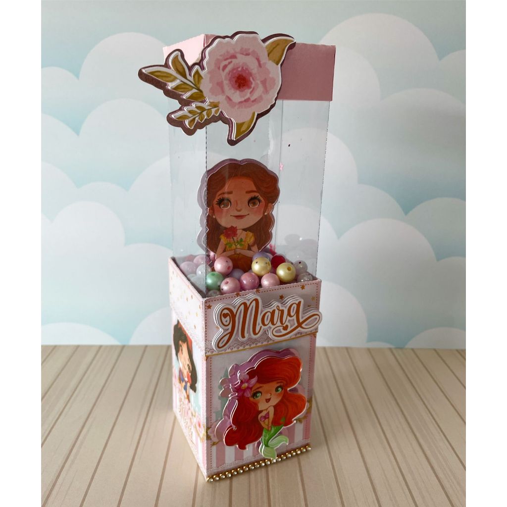 ✨Caixa Dupla Cenário Luxo - Princesas da Disney, Baby - Papelaria Personalizada - Lembrancinha de Festa