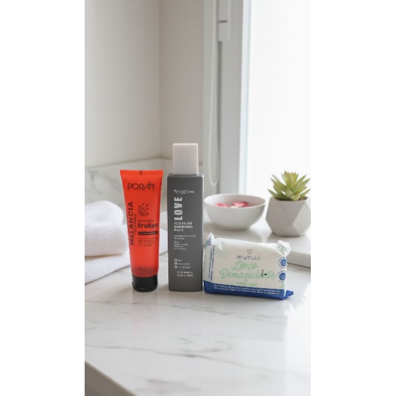 Kit Skincare Completo – Água Micelar Max Love + Sabonete Porán Melancia + Lenço Demaquilante
