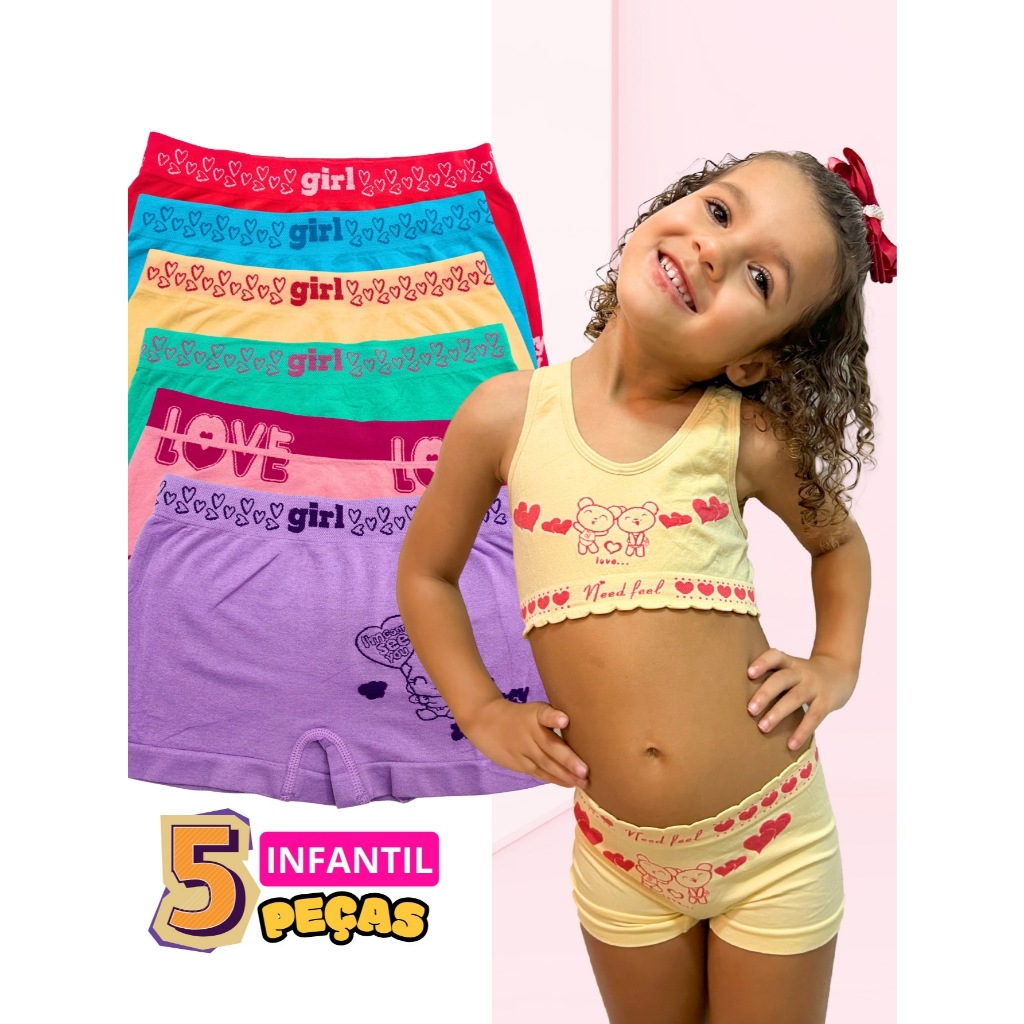Kit 10 Calcinhas Boxer Infantil Adolescente Juvenil Feminina Leve e Confortável para o dia a dia