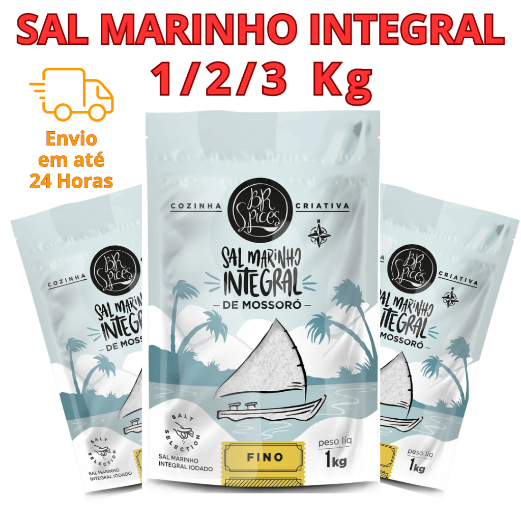 Sal Marinho Integral Mossoró 1/2/3 Kg em Oferta na Shopee