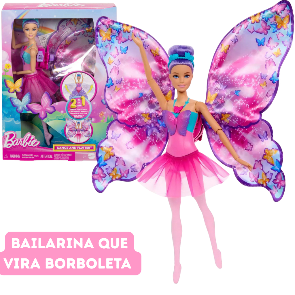 Boneca Barbie fantasy bailarina borboleta 2 em 1 - HXJ10 Mattel Original Brinquedo Infantil