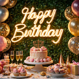 Letreiro Happy Birthday LED Neon – Luz Decorativa Impactante para Festa Decoração de Aniversário em Oferta na Shopee