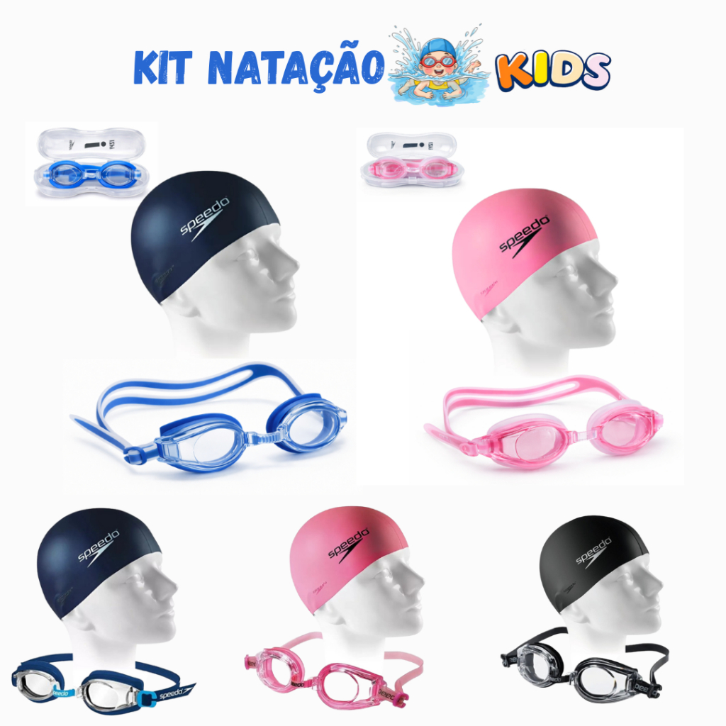 Kit de Natação Touca Speedo e Óculos Jr Captain Izy Small de Natação Infantil Juvenil Speedo