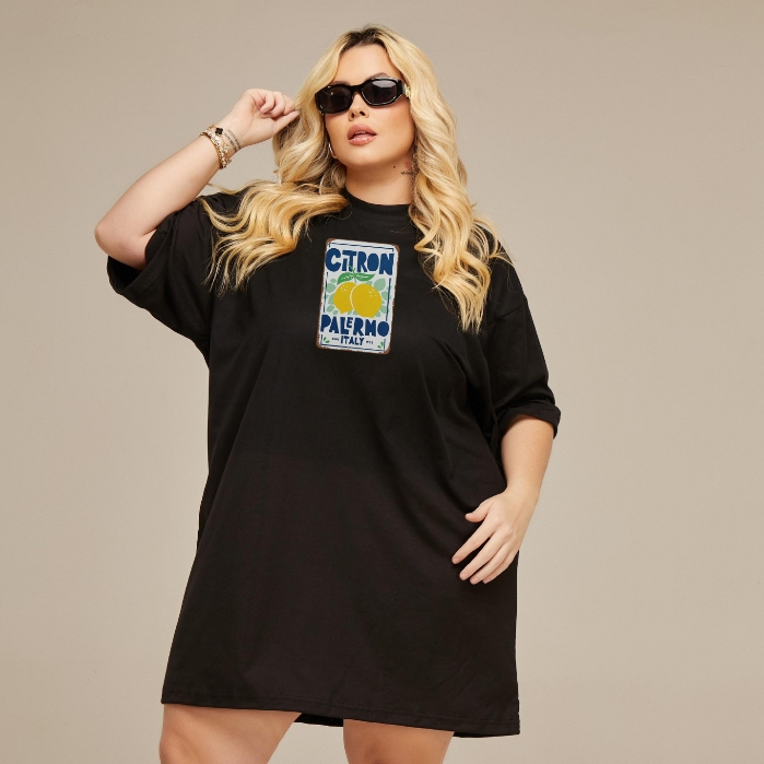 Vestido Plus Size Tendência Verão Carnaval Estampado Camiseta Casual Lançamento