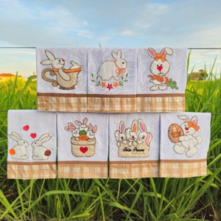 Pano de Prato Coelho com 7 peças - Guardanapo - Semaninha - 100% algodão - Barra de tricoline em Oferta na Shopee