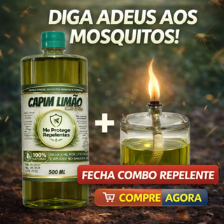 Kit Completo Lamparina de Vidro + Óleo Capim Limão 500ml Repelente Natural em Oferta na Shopee
