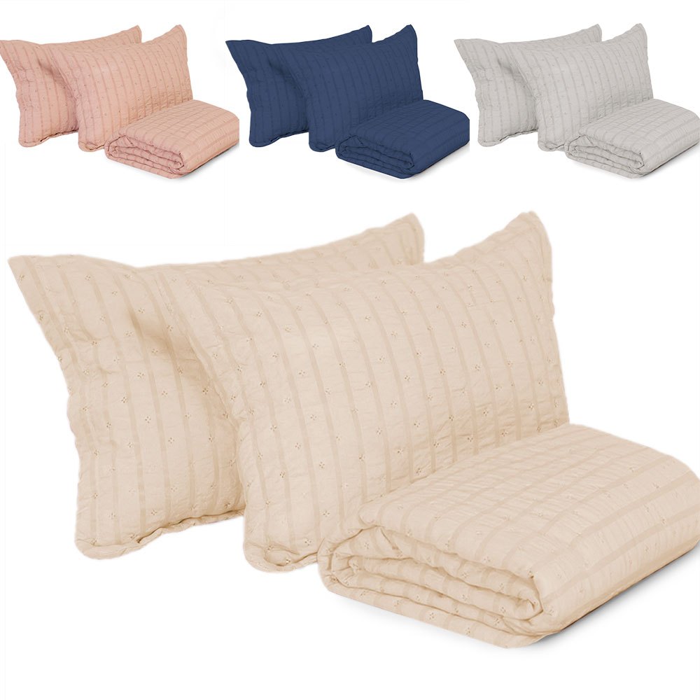 Kit Cobre Leito Queen 3 Peças Texturizado Micro Percal Ultrassônico BF Colchões em Oferta na Shopee