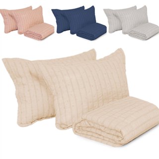 Kit Cobre Leito Queen 3 Peças Texturizado Micro Percal Ultrassônico BF Colchões em Oferta na Shopee