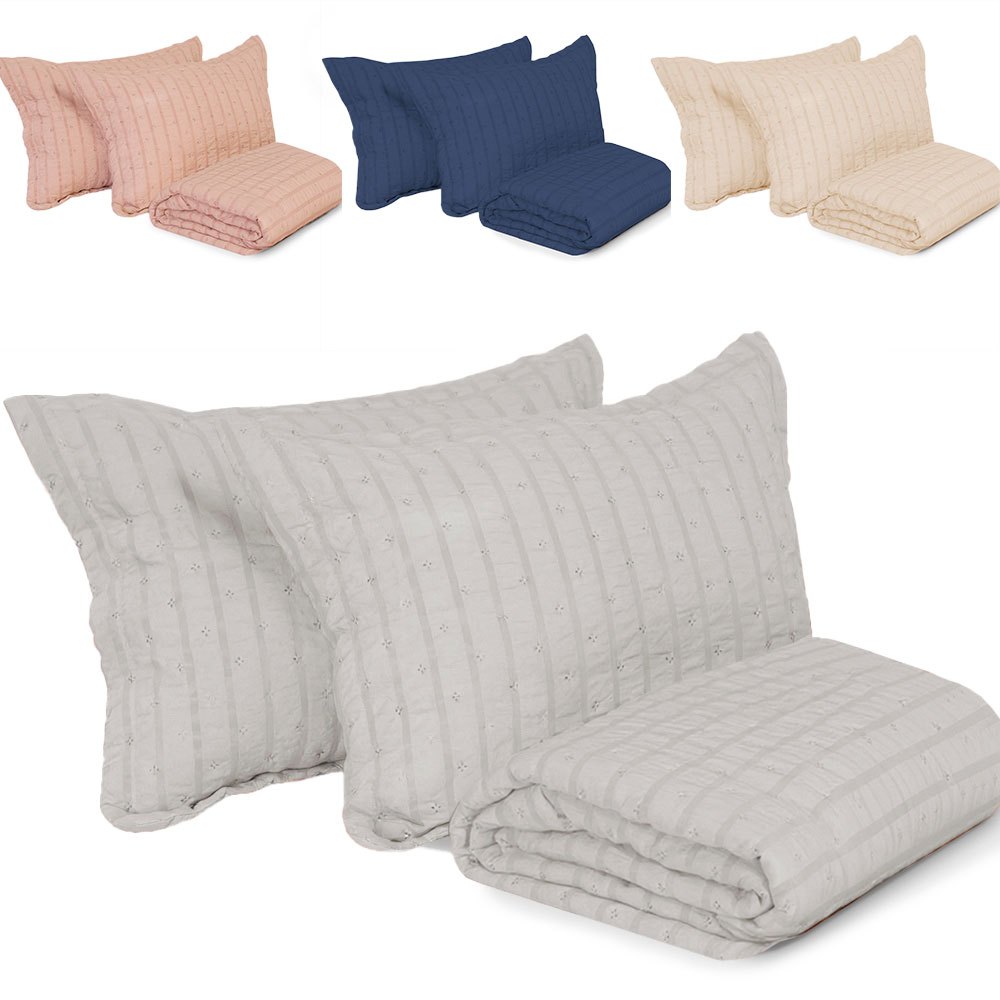 Kit Cobre Leito Casal com 3 Peças Micro Percal Ultrassônico Wave BF Colchões em Oferta na Shopee