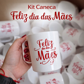 KIT C/ ATÉ 50 CANECAS FELIZ DIA DAS MÃES, 400ML PLÁSTICO BRANCO C/ ESCRITO VERMELHO, PRESENTE, AMOR em Oferta na Shopee