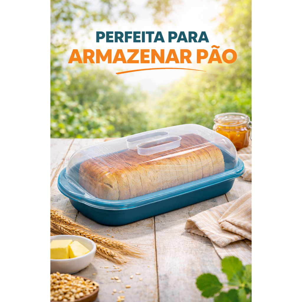 Porta Pão Premium Com Tampa Transparente Conserva Frescor E Organiza Sua Cozinha