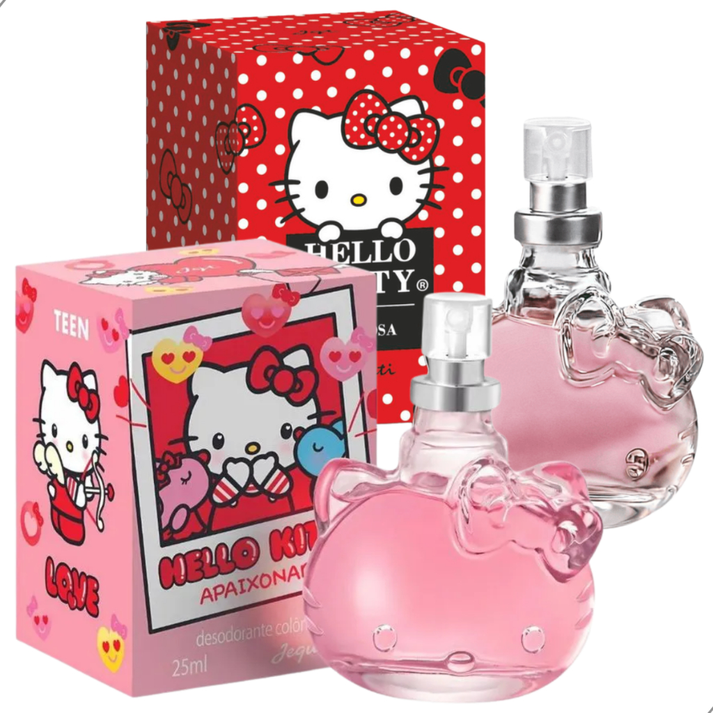Kit Perfume Hello Kitty Kit Apaixonada + Estilosa Deso Colônia Feminina Jequiti em Oferta na Shopee