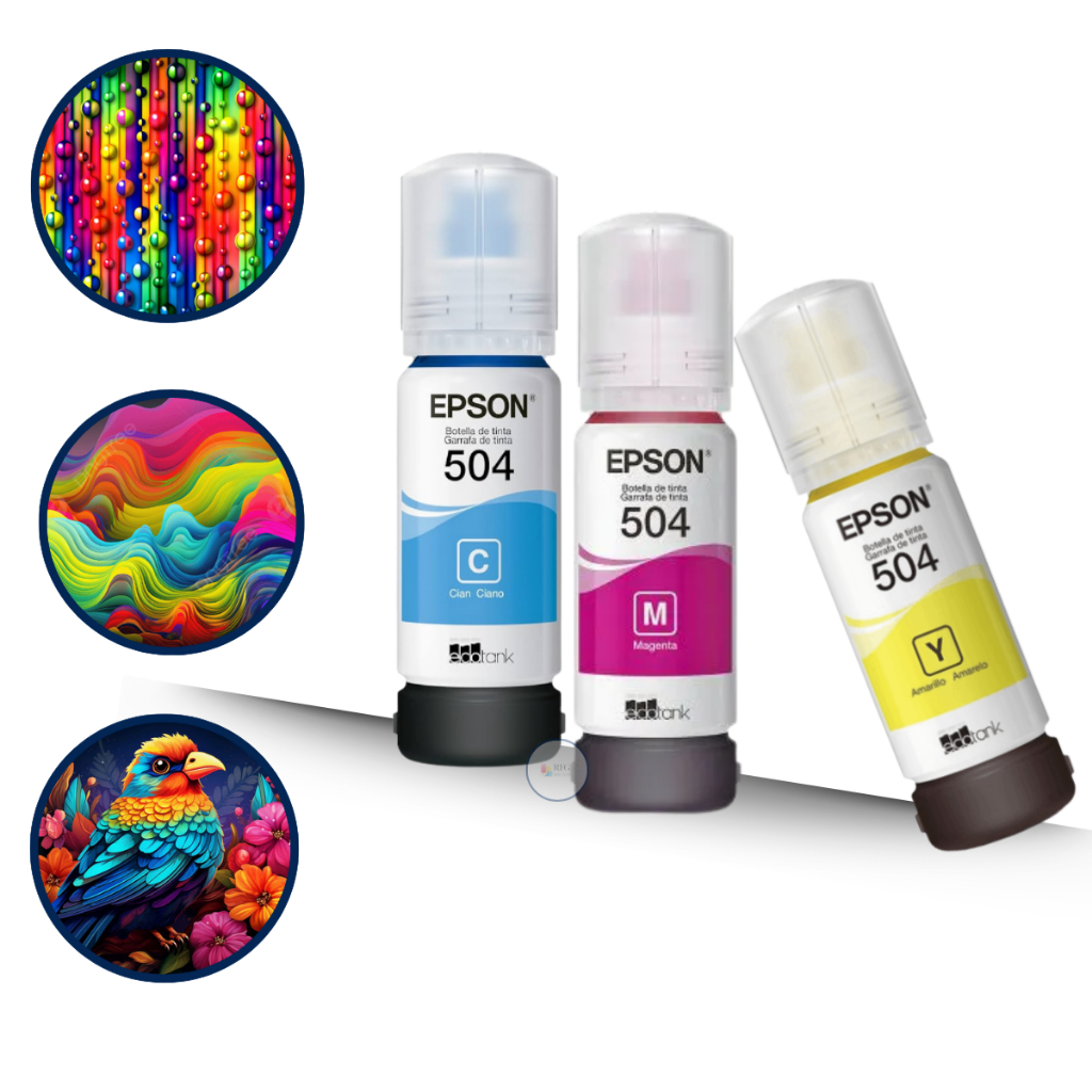 Kit 3 Refis De Tinta 504 L4150 L4160 Compatível Epson Colorido Yellow/Ciano/Magenta