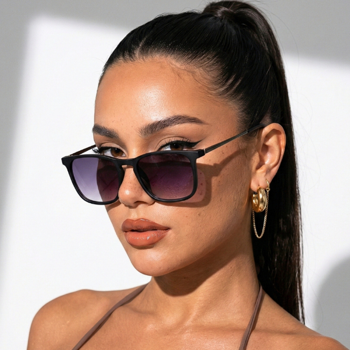 Óculos de Sol Quadrado Preto Degradê Classico Blogueira Tendencia uv400 Feminino Unissex em Oferta na Shopee