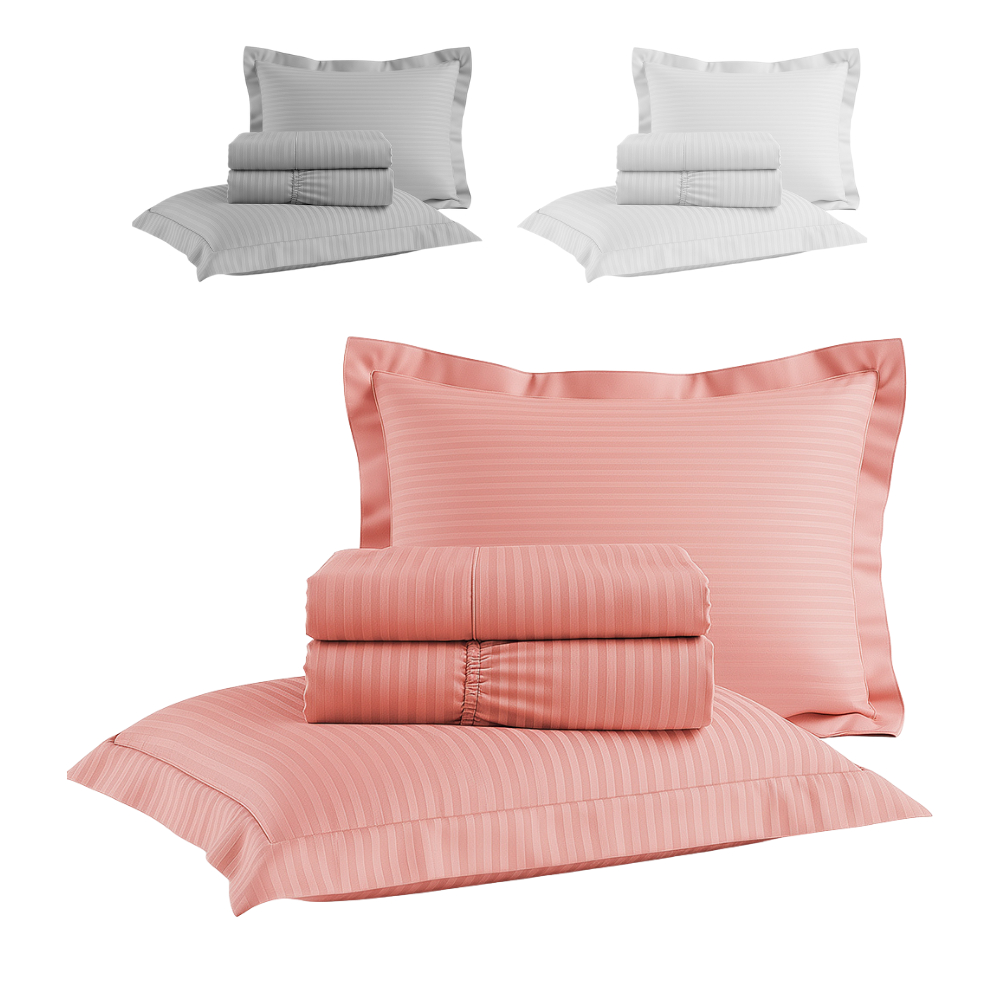 Jogo de Cama Queen Percal 300 Fios Algodão Adamascado 4 Peças BF Colchões em Oferta na Shopee