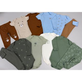 Kit Minimalista 12 peças body bebê manga curta manga longa calça Menino P ao GG em Oferta na Shopee