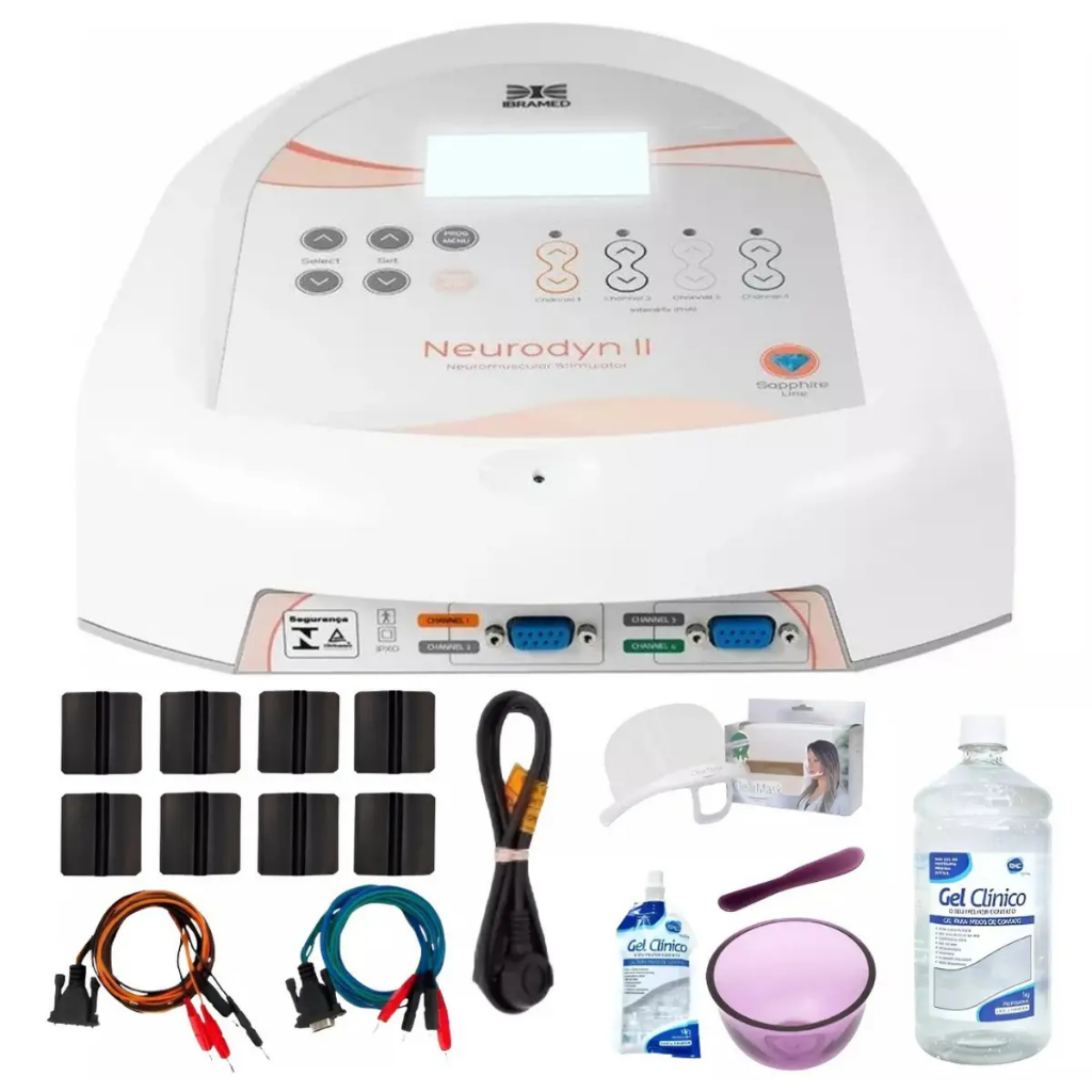 Neurodyn II Ibramed - Aparelho de Corrente Tens, Fes e Corrente Russa + Kit Brinde Bivolt