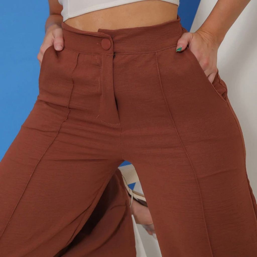 Calça Pantalona TEM GG Tecido Duna com Zipere SEM FORRO botão Forrado cintura altasocialalfaiataria feminino mulher