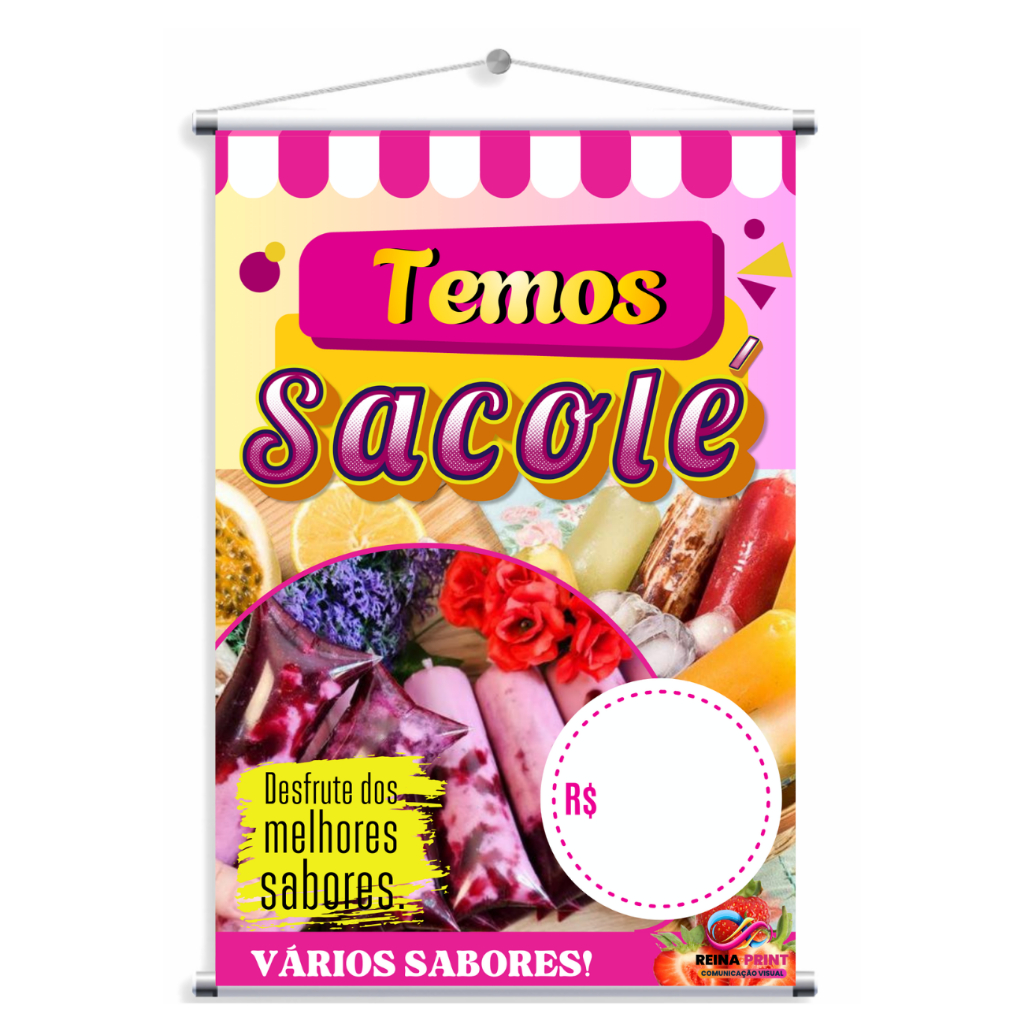 BANNER FAIXA SACOLÉ GELADINHO JUJÚ CHUP CHUP (MOD 210)