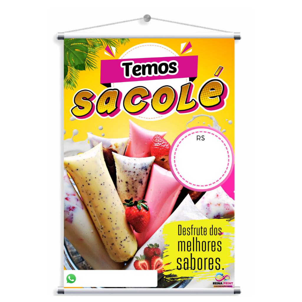 BANNER FAIXA GELADINHO GOURMET SACOLÉ CHUP CHUP JUJÚ DINDIN (MOD 211)