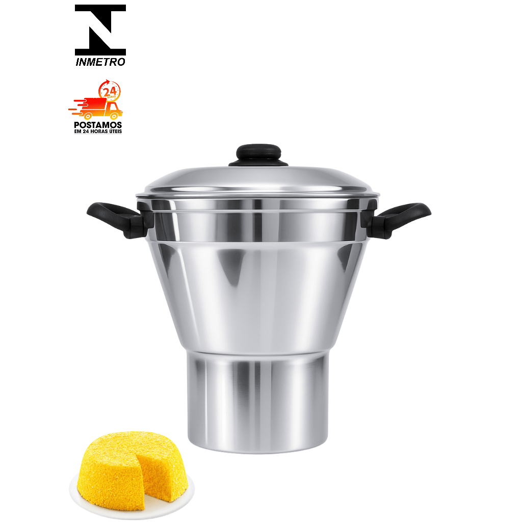 Cuscuzeira Nº18 (3,2L) – Alumínio Polido Tradicional Nordestino