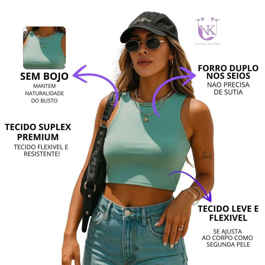 KIT 3: Cropped Alça Grossa Suplex - Várias Combinações