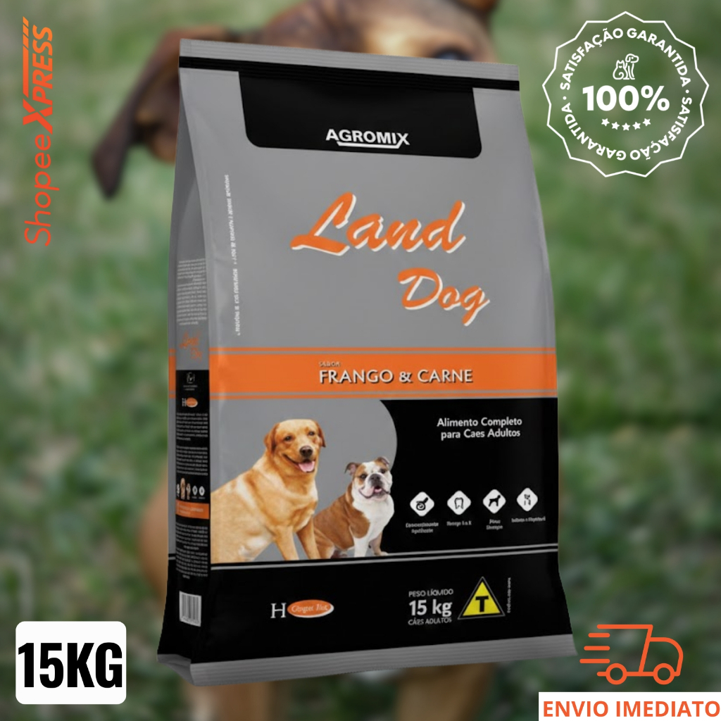 Ração para Cães Adultos Land Dog 18% 15kg Sabor Carne e Frango  (ATE 2UN POR PEDIDO) em Oferta na Shopee