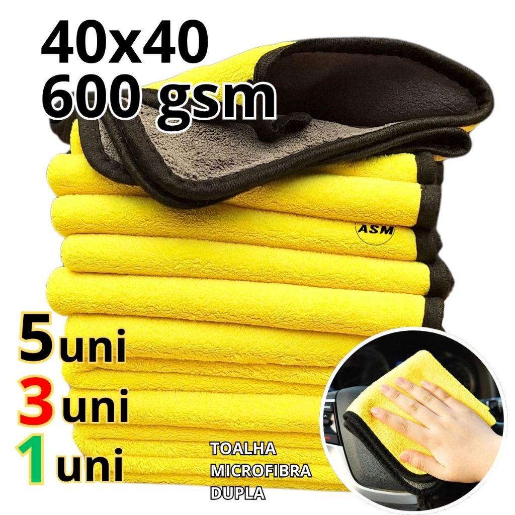 kit com 5 e 3  ou 1 Toalhas Microfibra 40x40cm Tolha Dupla P Limpeza geral pano de limpeza automotiva panos em Oferta na Shopee