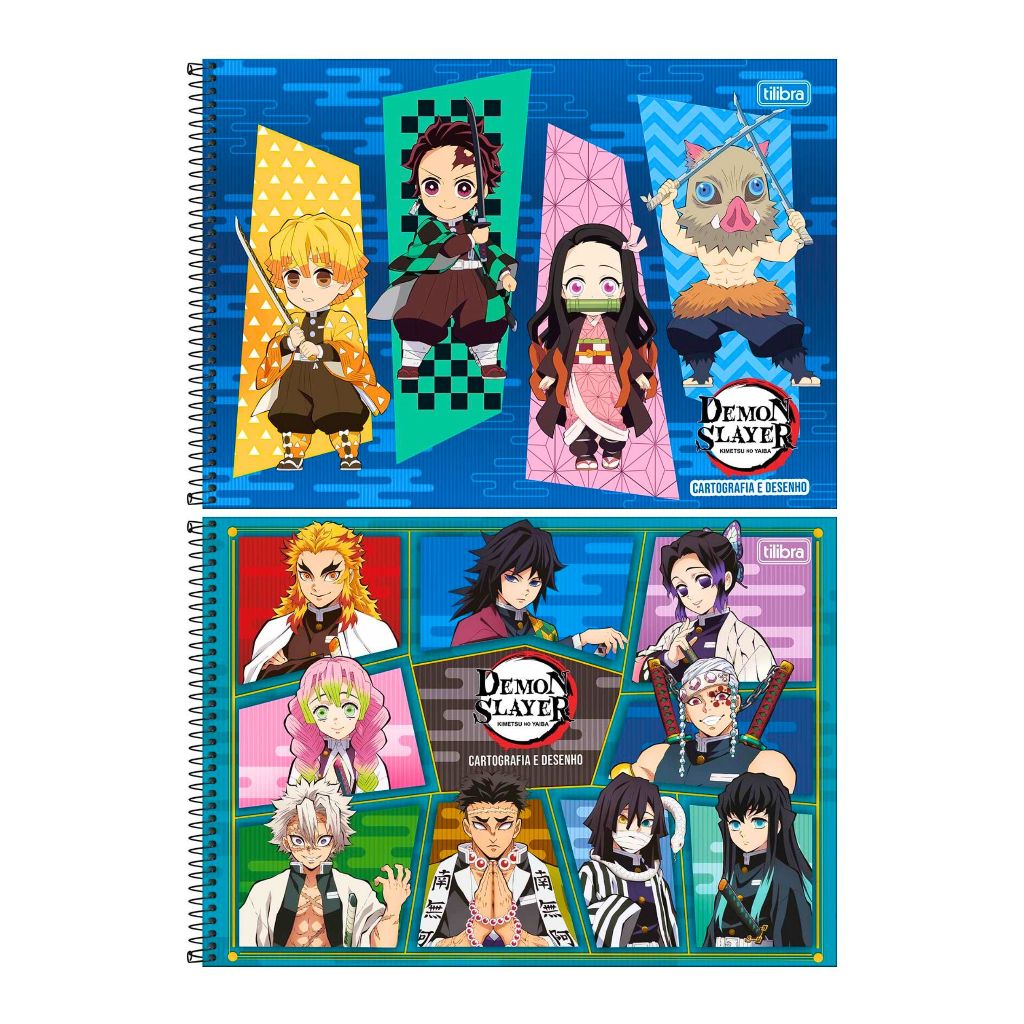 Caderno de Cartografia e Desenho Demon Slayer 80 Folhas 27,5 x 20 cm - Tilibra