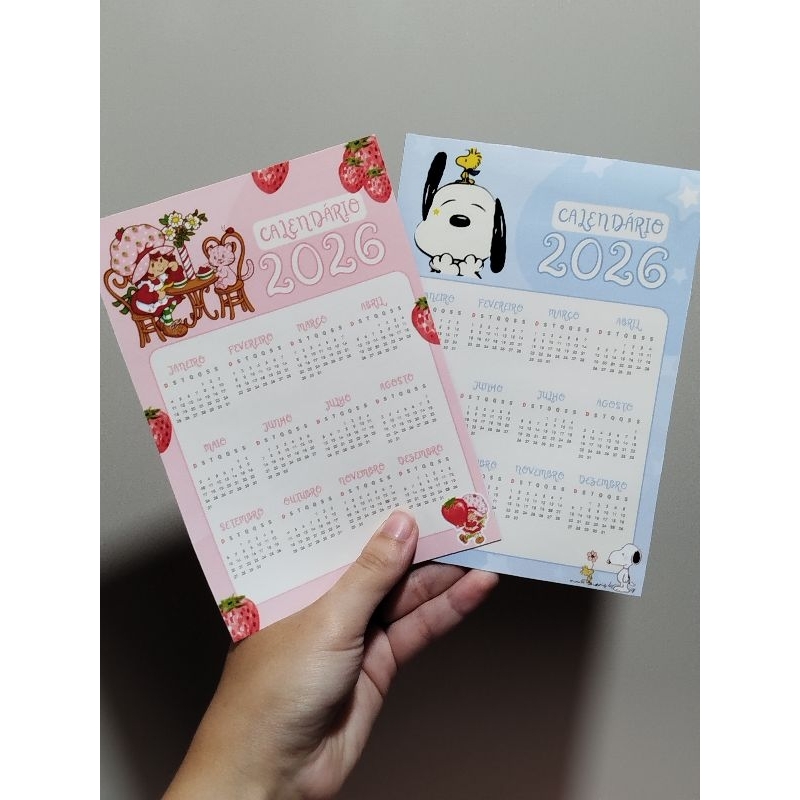 Calendário Magnético Personalizado Moranguinho ou Snoopy 2026