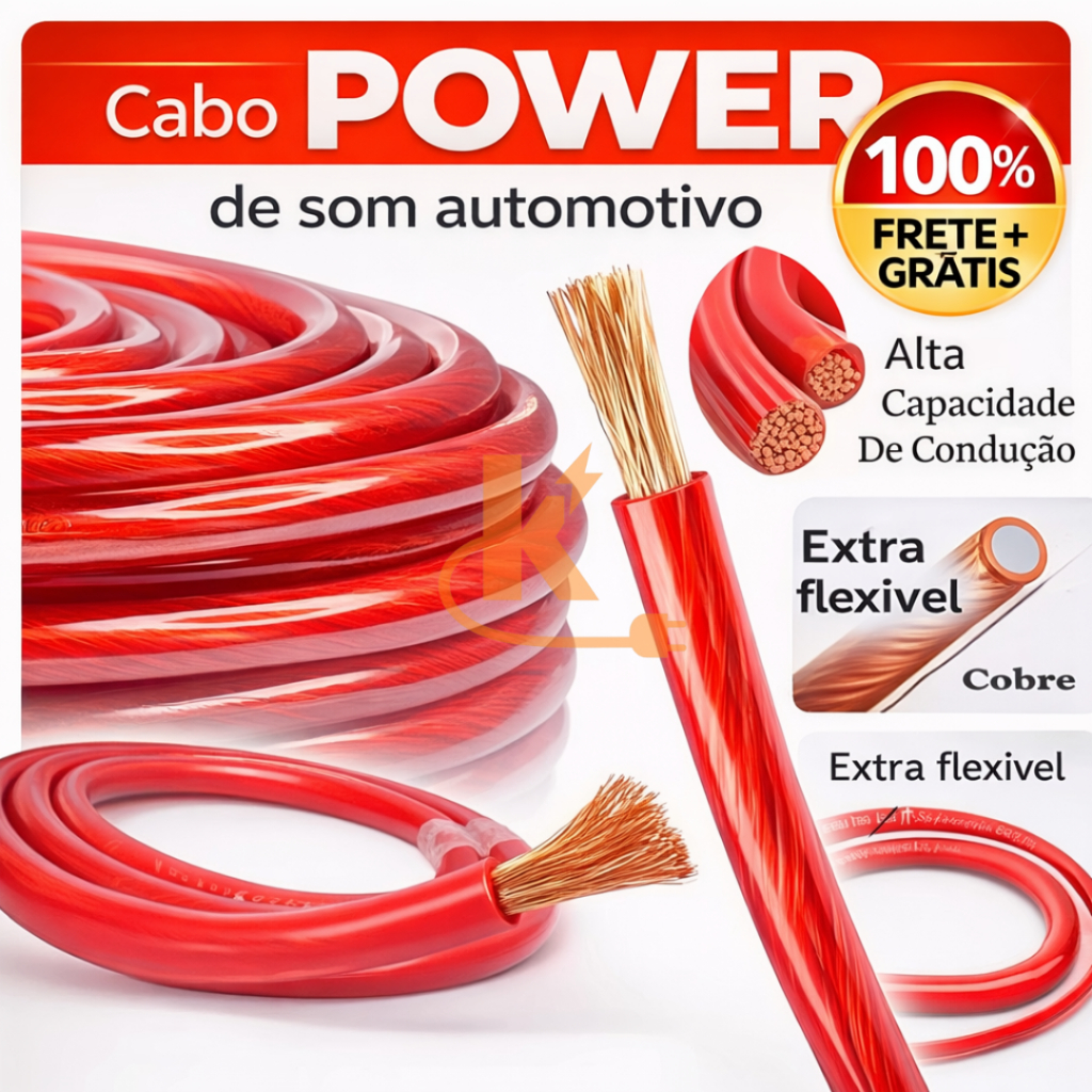 Cabo Power Automotivo Premium – 6mm | 10mm | 16mm – Alta Condução e Flexível
