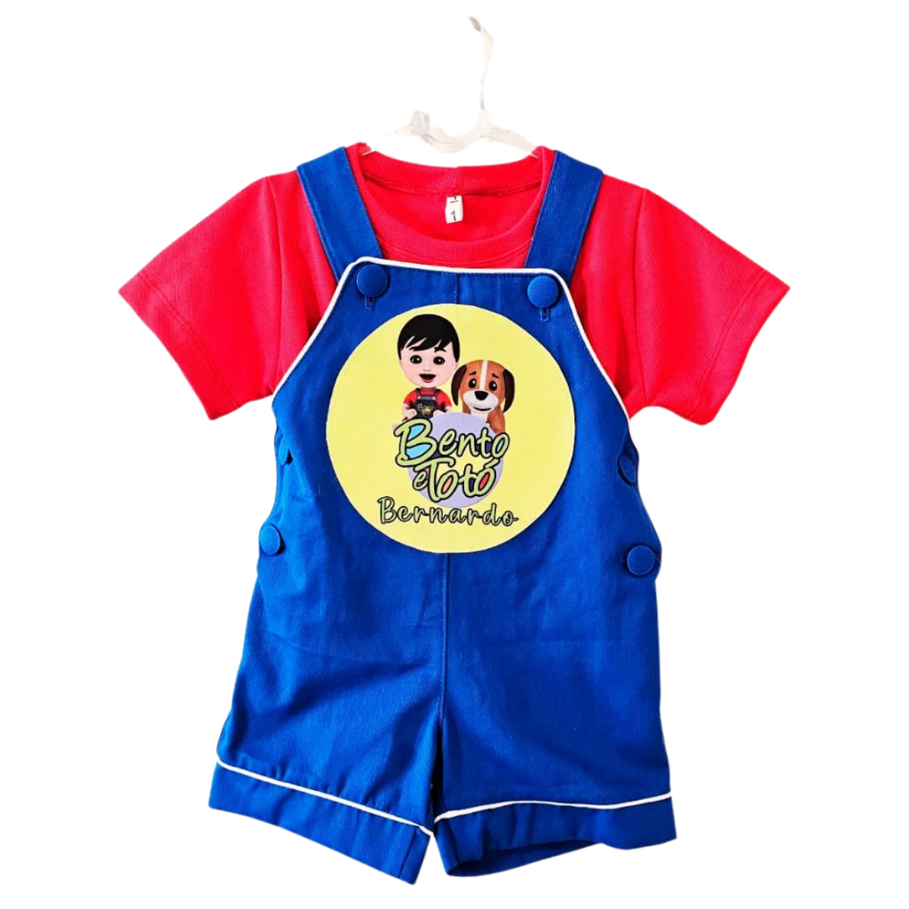 Macacão Infantil Bento e Totó Roupa Temática Menino Personagem Algodão Confortável