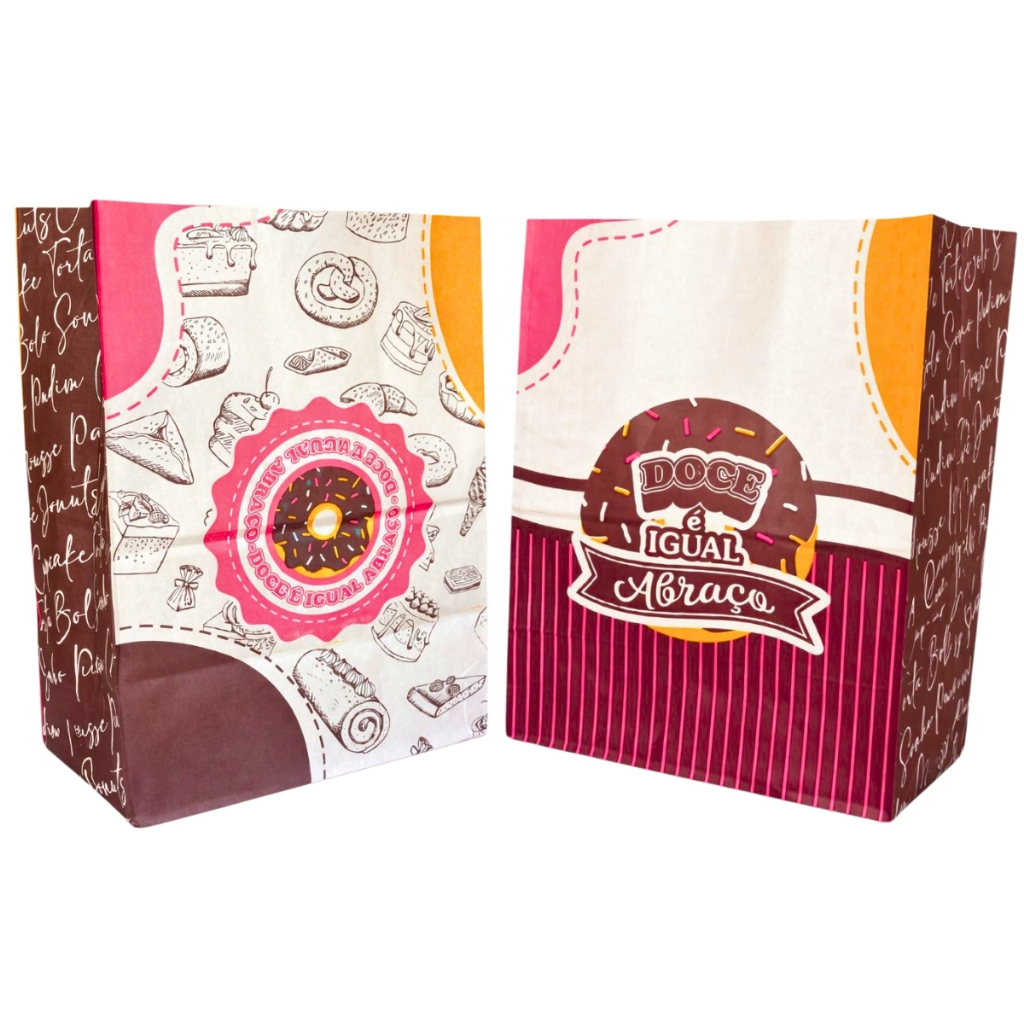 50 Saco Kraft SOS PP P G Para Delivery Doce Doceria Docinhos Cookies Donuts Pequeno Grande em Oferta na Shopee