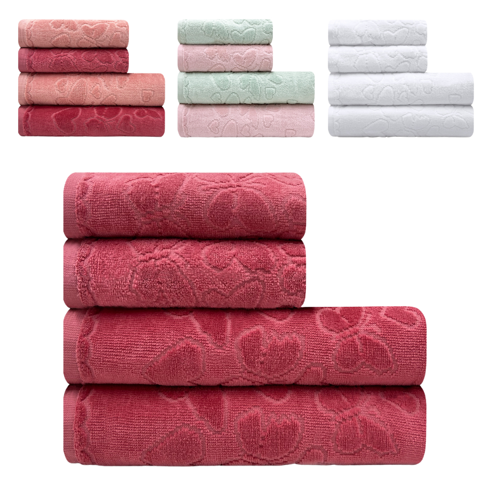 Kit de Toalhas 4 Peças Banho e Rosto Romance 100 Algodão Aveludada Dohler em Oferta na Shopee