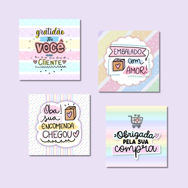 Mini Cartão de Agradecimento ao Cliente - tag - tam 5 x 5 cm para lojas, ecommerces, empresas.