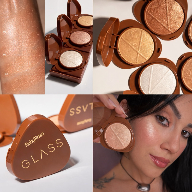 Iluminador Baked Glass Ruby Rose. Envio Imediato brilho noite carnaval. em Oferta na Shopee