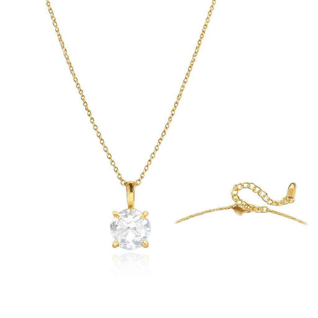 Colar Ponto de Luz Redondo Folheado a Ouro 18K Feminino Delicado Brilhante Luxo Gold Joia Premium Semi Joia Aço Inox