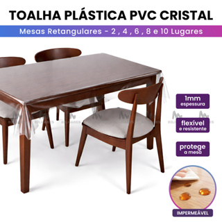 Toalha de Mesa Transparente PVC Premium 0,10mm Antiderrapante Anti Mancha | Protege Madeira Várias Medidas em Oferta na Shopee