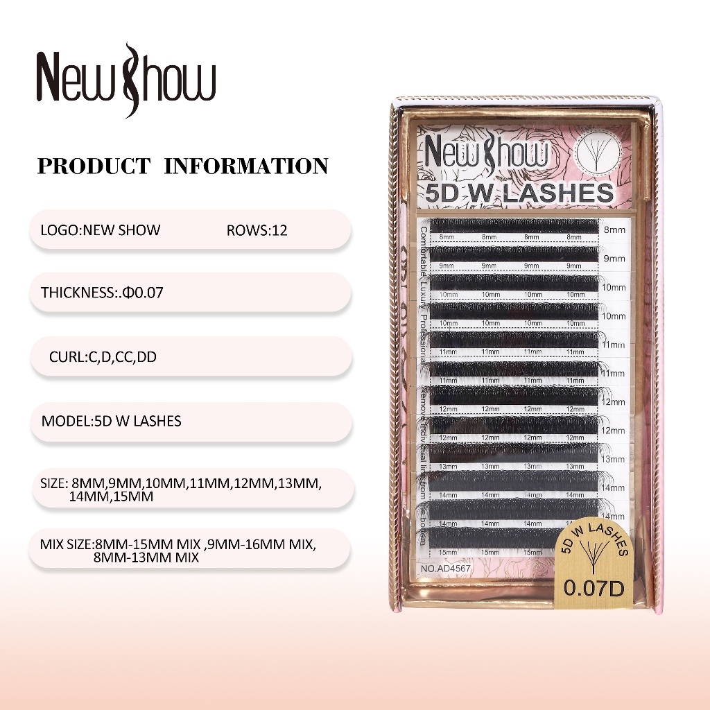 New Show Cílios 5D W LASHES/D/DD/C Extensão  Postiços Alongamento Novidade Volume Maquiagem Híbrida  12 Fileiras/Bandeja em Oferta na Shopee