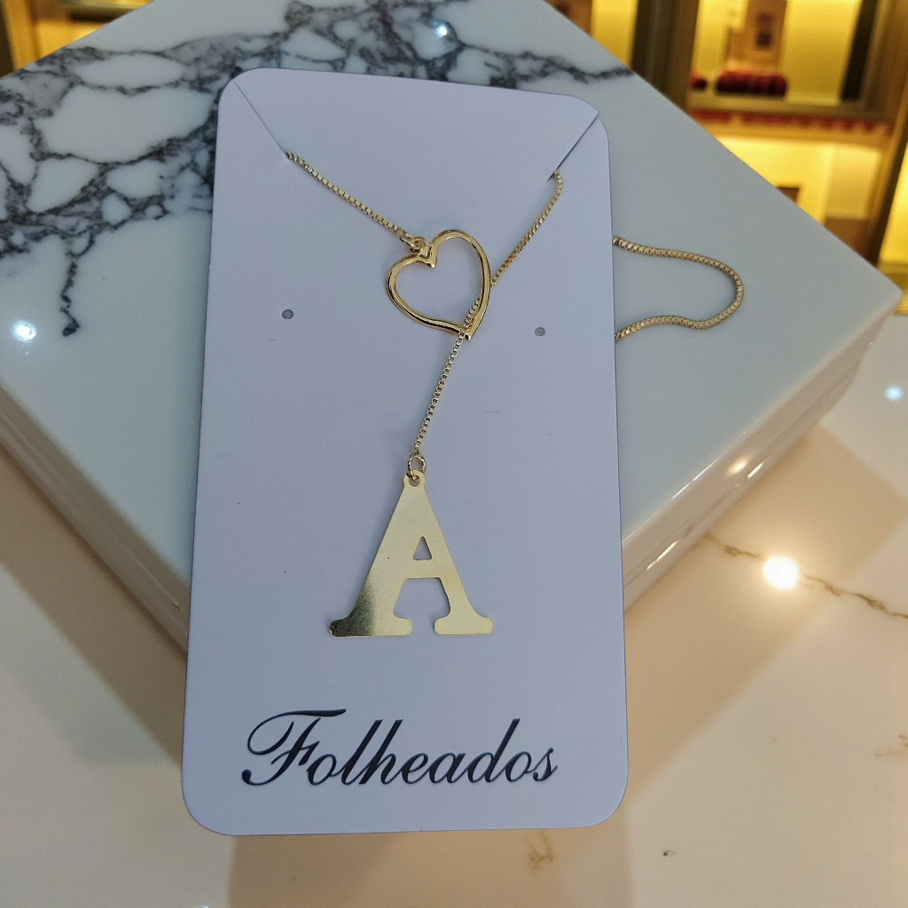 Colar Feminino Gravatinha de Letra Inicial Folheado a Prata 925 e Ouro 18K em Oferta na Shopee