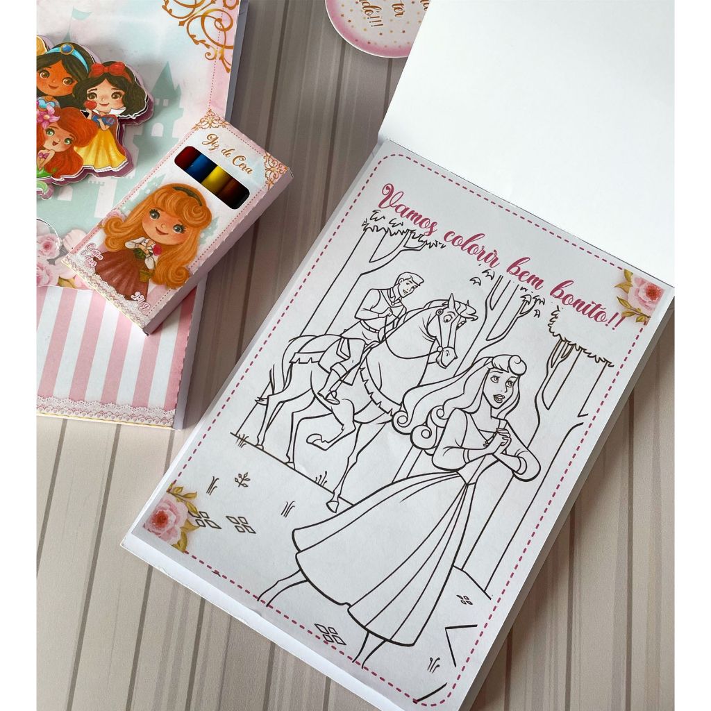 ✨ Lembrancinha de Colorir Luxo - Princesas da Disney, Baby - Papelaria Personalizada - Lembrancinha de Festa