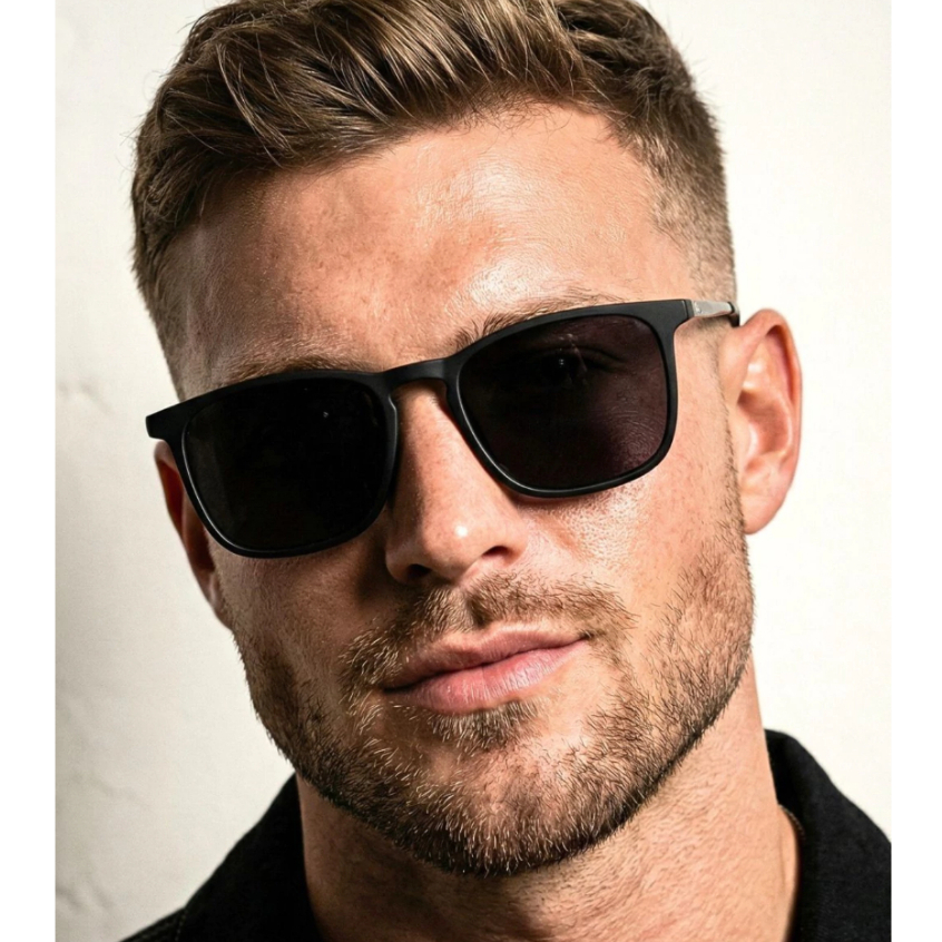 Óculos de Sol Madrid Preto Fosco Quadrado Premium Clássico uv400 Feminino Masculino