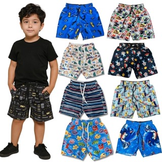 KIT INFANTIL COM 10 PEÇAS TACTEL ESTAMPADA BERMUDA TACTEL INFANTIL COM DESENHOS em Oferta na Shopee