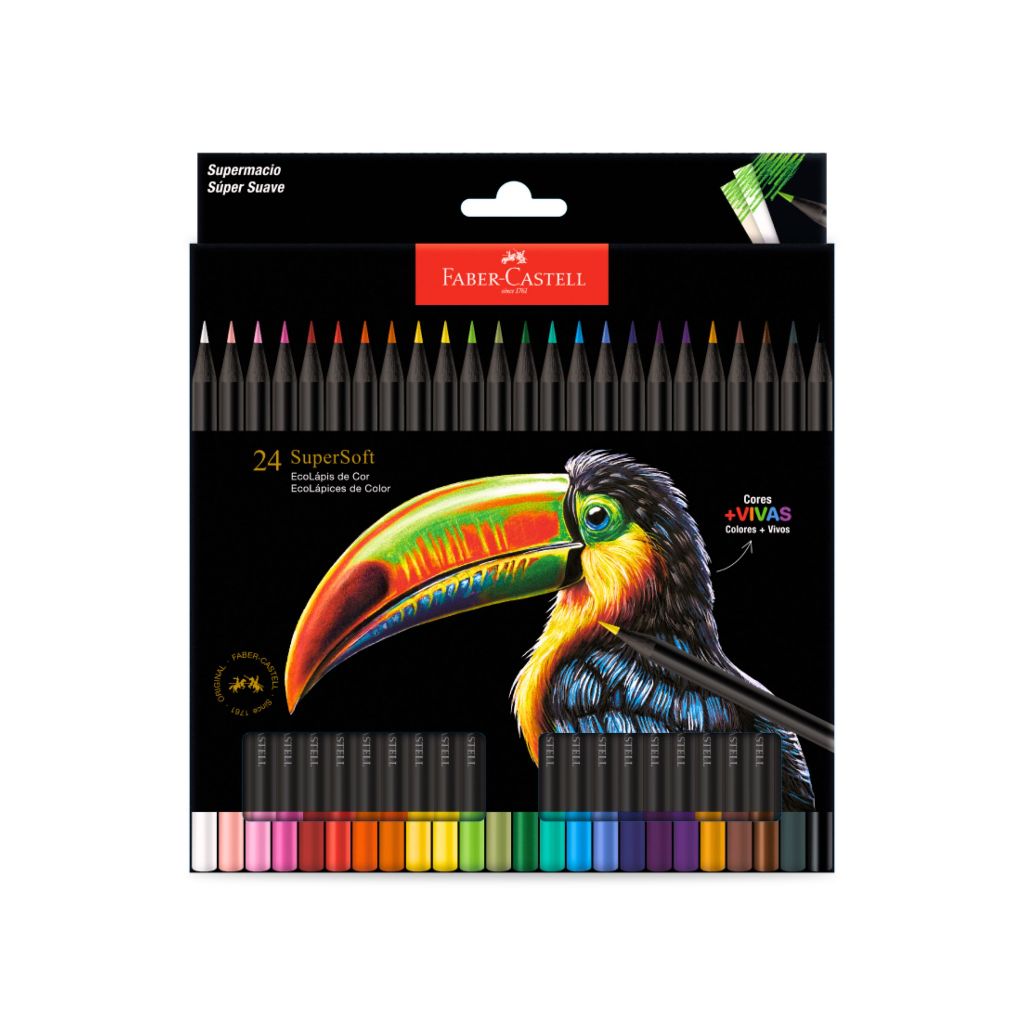 Lápis de Cor SuperSoft 24 Cores - Faber-Castell em Oferta na Shopee