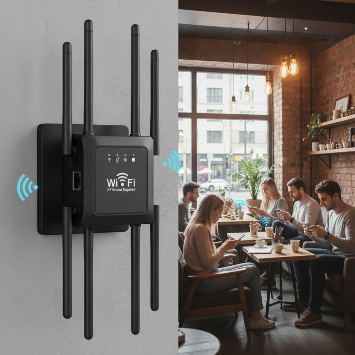 Super Repetidor WiFi 300 Mbps com 8 Antenas Amplificador de Sinal de Longo Alcance