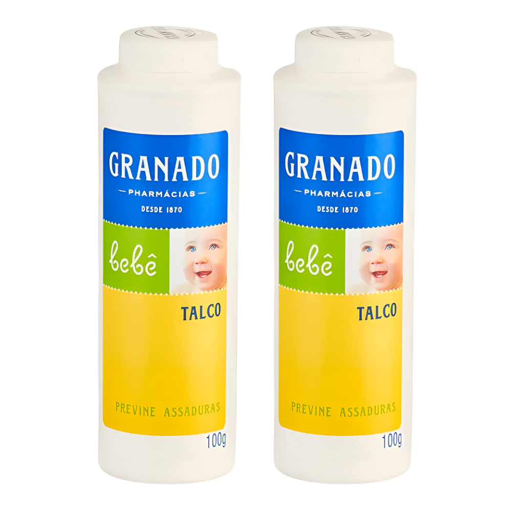 Kit 2 Talco Infantil em pó Granado Bebê 100g Cada - Previne Assaduras e Brotoejas
