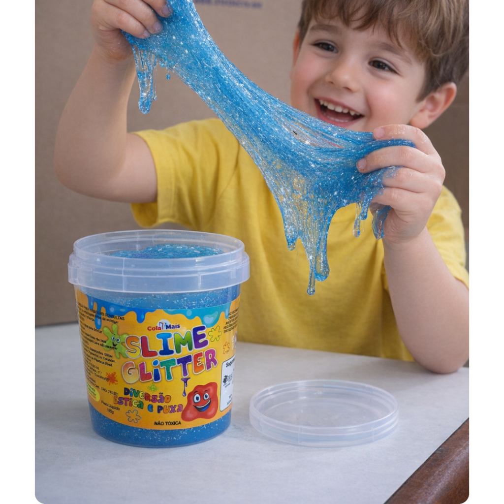 3 Slime Puxa Puxa com Glitter P/ Kit Festa Infantil Lembrancinha